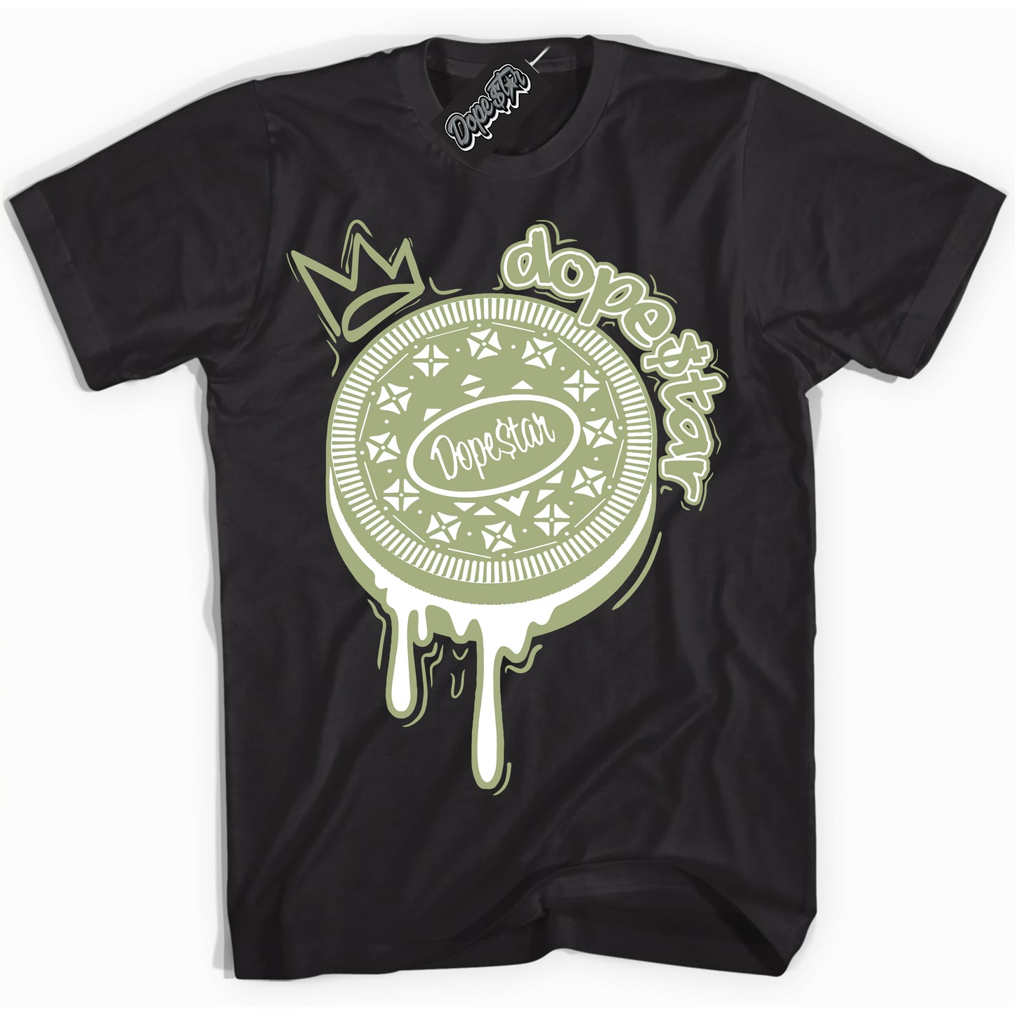 Cool Black Shirt with “Oreo DS” design that perfectly matches Safari Oil Green Dunk.