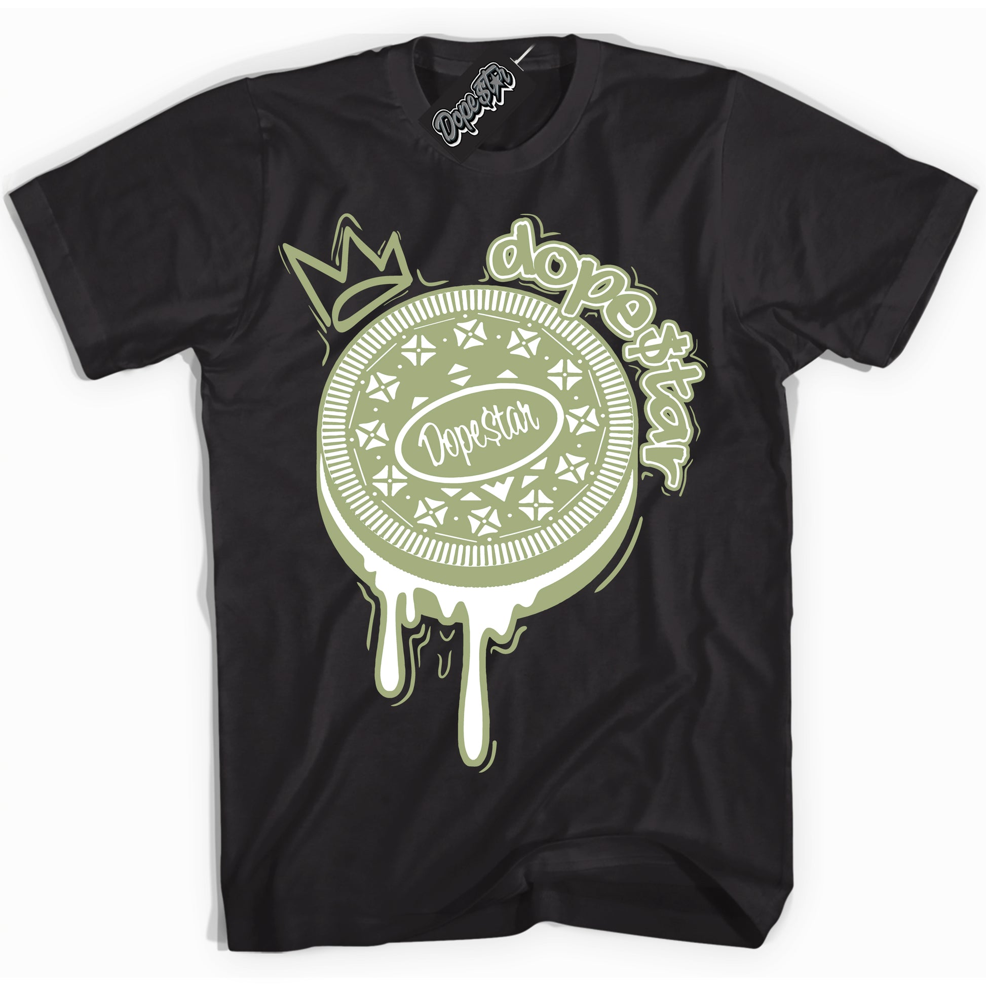 Cool Black Shirt with “Oreo DS” design that perfectly matches Safari Oil Green Dunk.