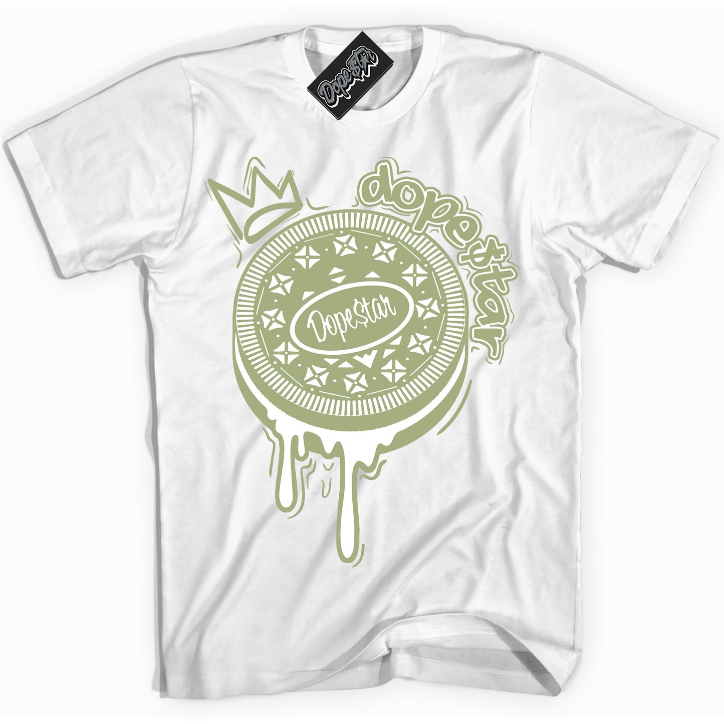 Cool White Shirt with “Oreo DS” design that perfectly matches Safari Oil Green Dunk.