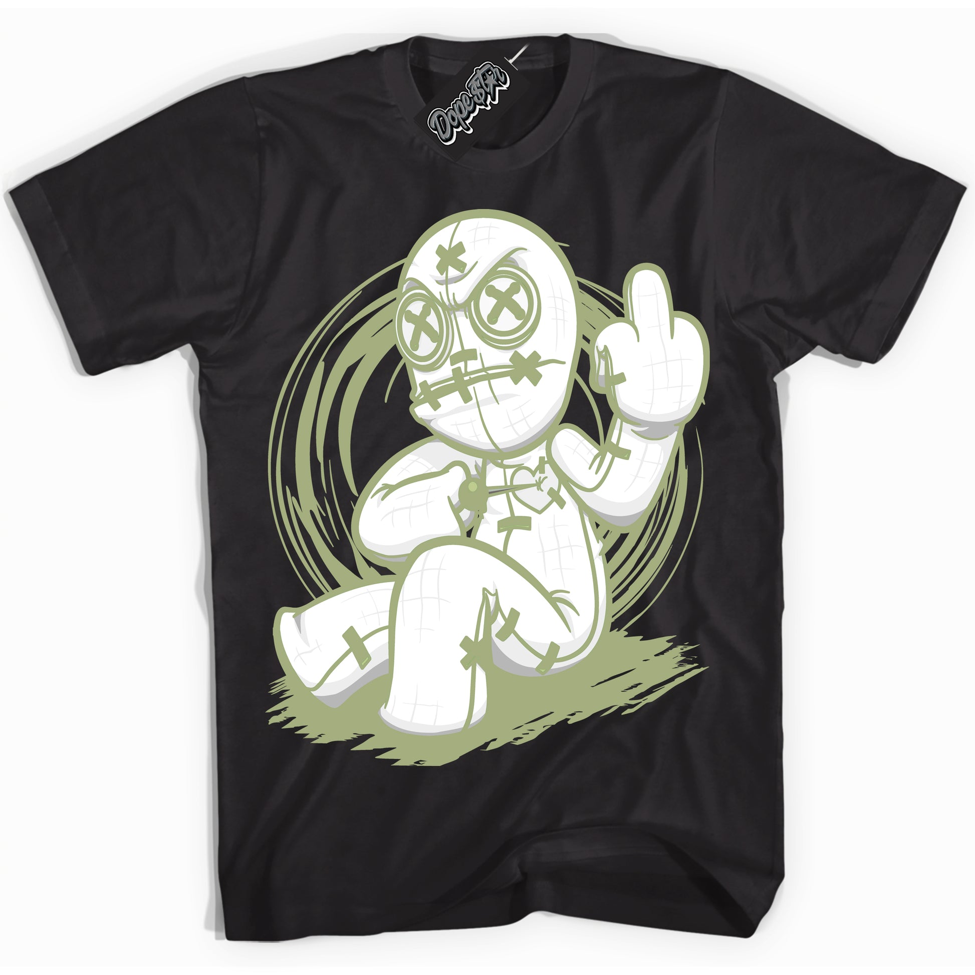 Cool Black Shirt with “Voodoo Doll” design that perfectly matches Safari Oil Green Dunk.