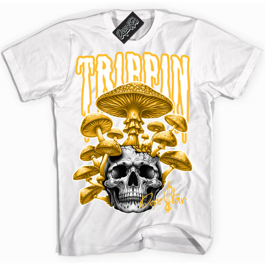 Cool White Shirt with “Trippin” design that perfectly matches White University Gold Dunk.