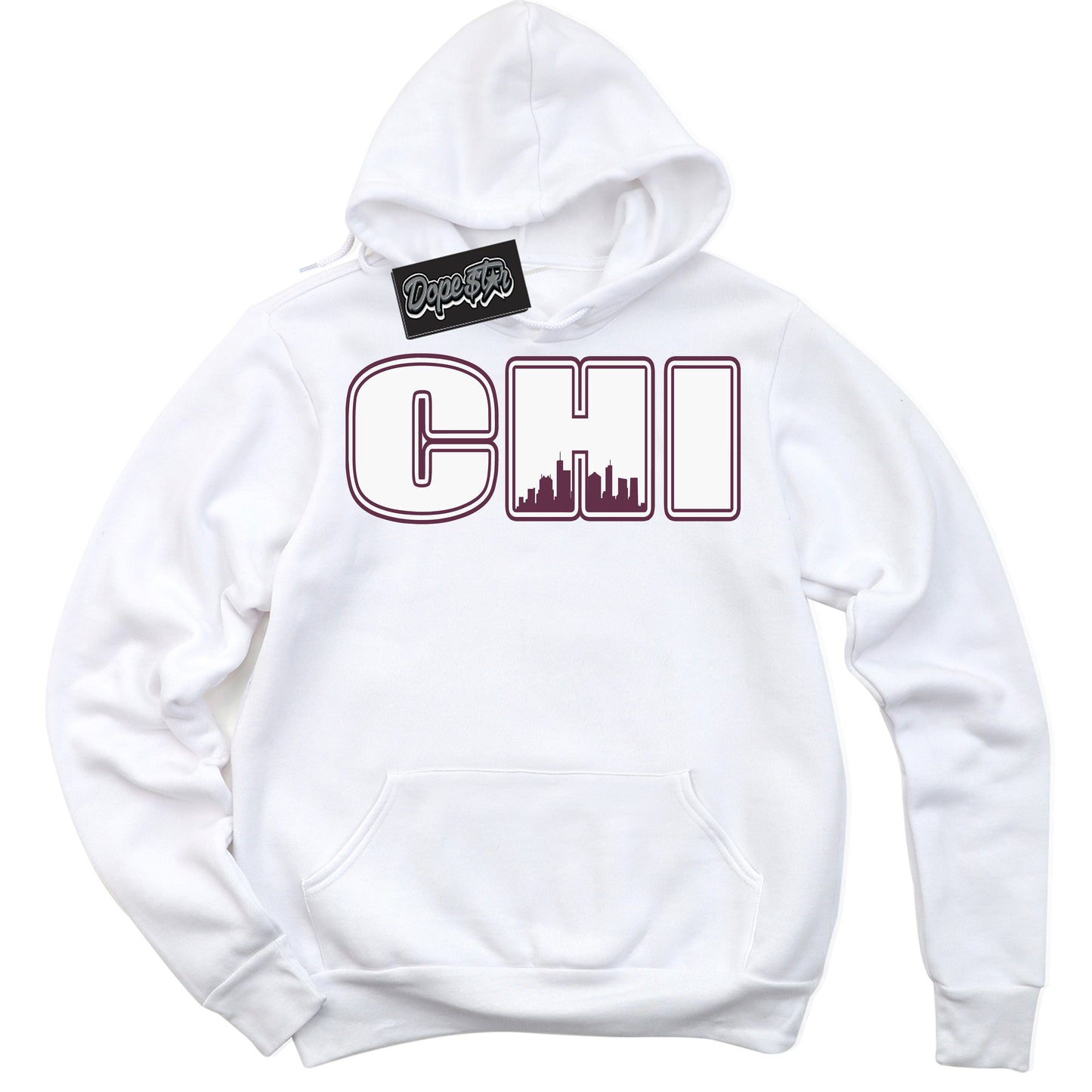 Cool White Hoodie with “ Chicago” design that Perfectly Matches White Viotech Dunks.