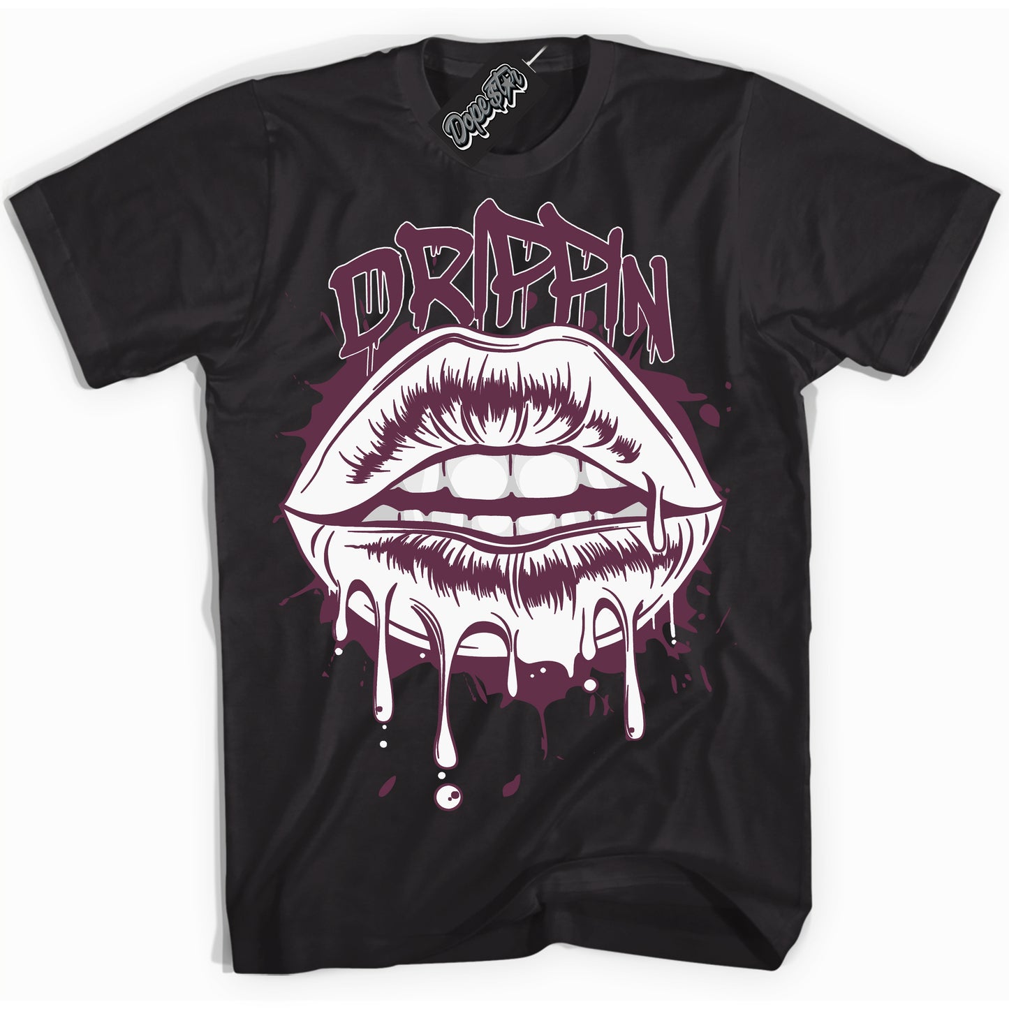 Cool Black Shirt with “ Drippin” design that perfectly matches White Viotech Dunks.