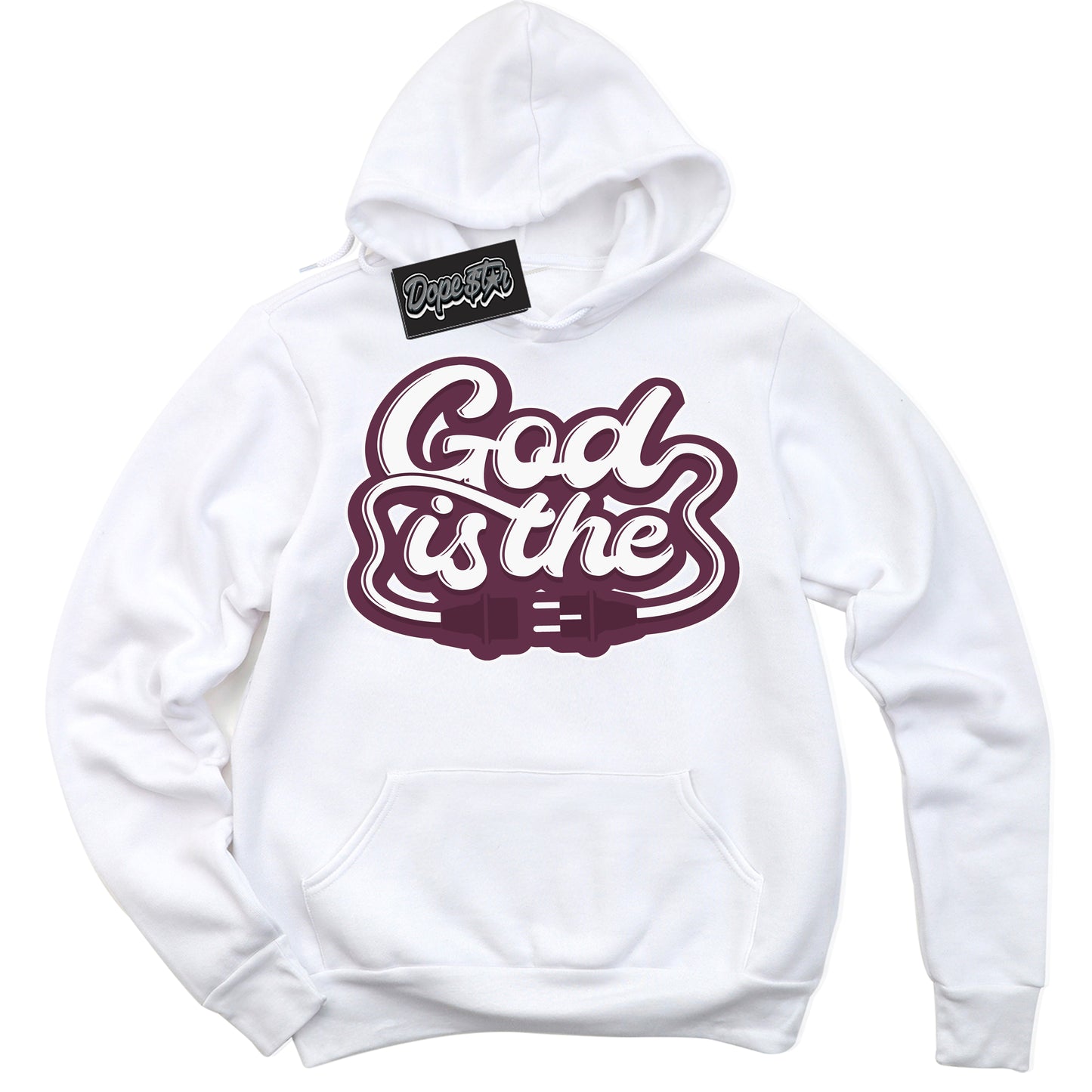 Cool White Hoodie with “ God Is The” design that Perfectly Matches White Viotech Dunks.