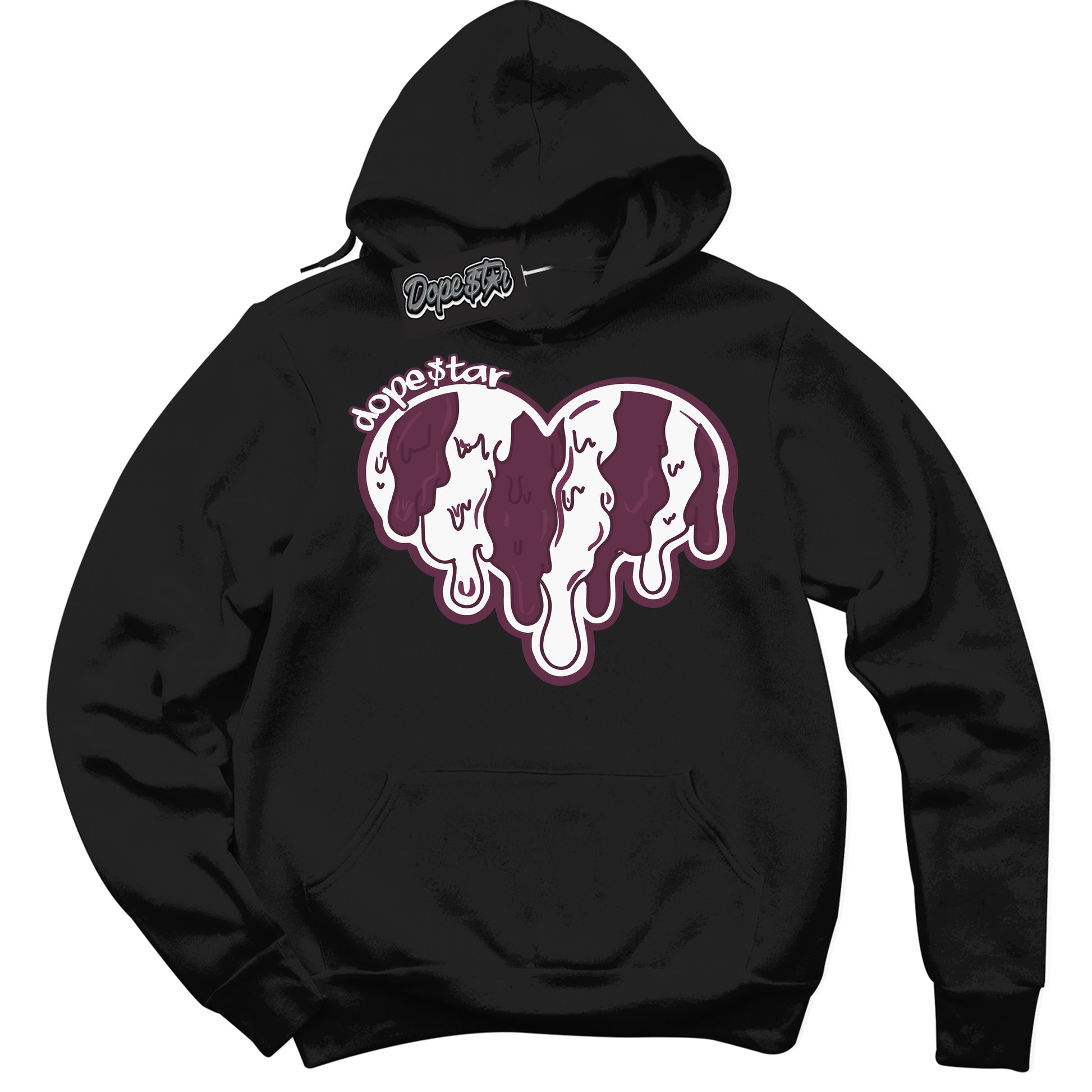 Cool Black Hoodie with “ Melting Heart” design that Perfectly Matches White Viotech Dunks.