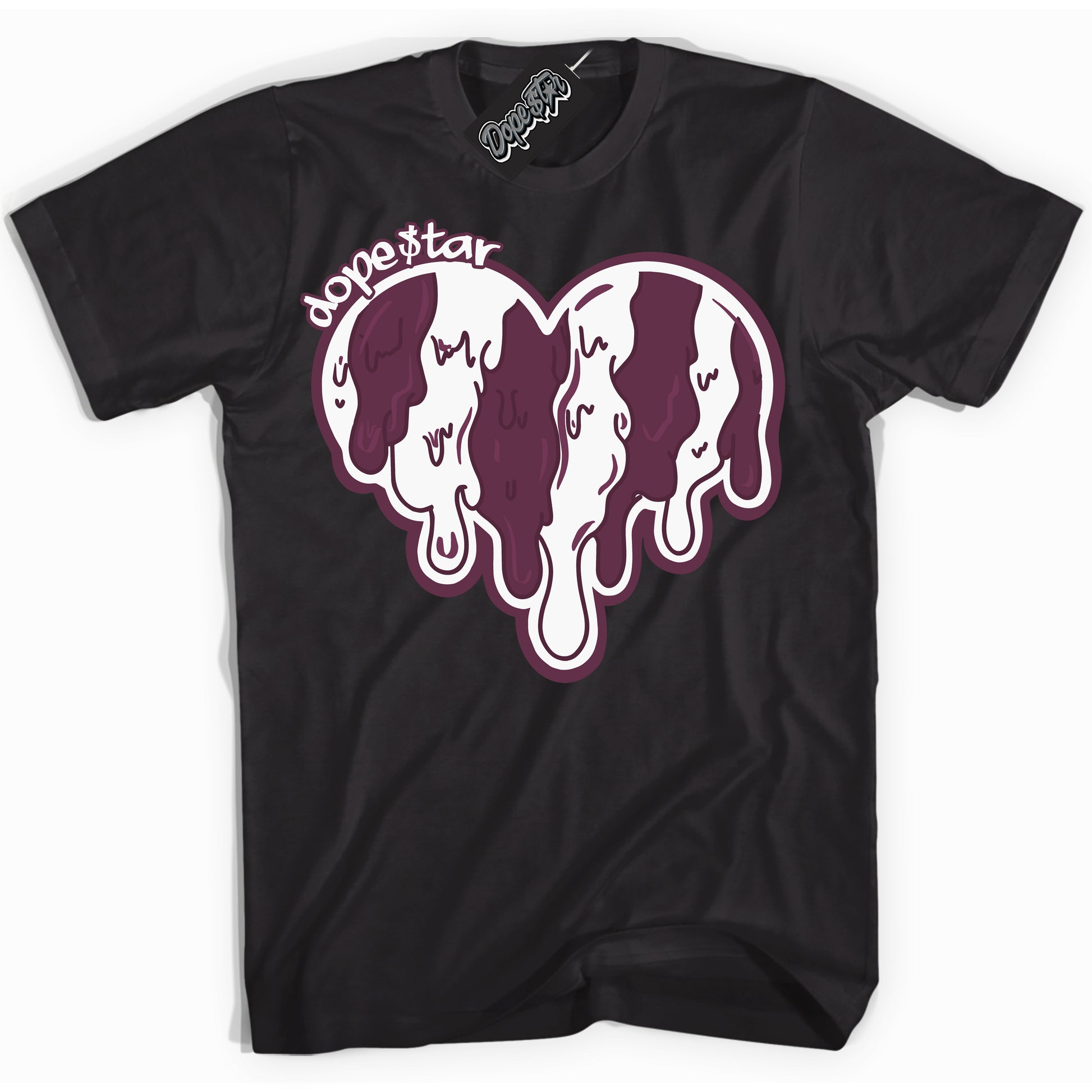 Cool Black Shirt with “ Melting Heart” design that perfectly matches White Viotech Dunks.
