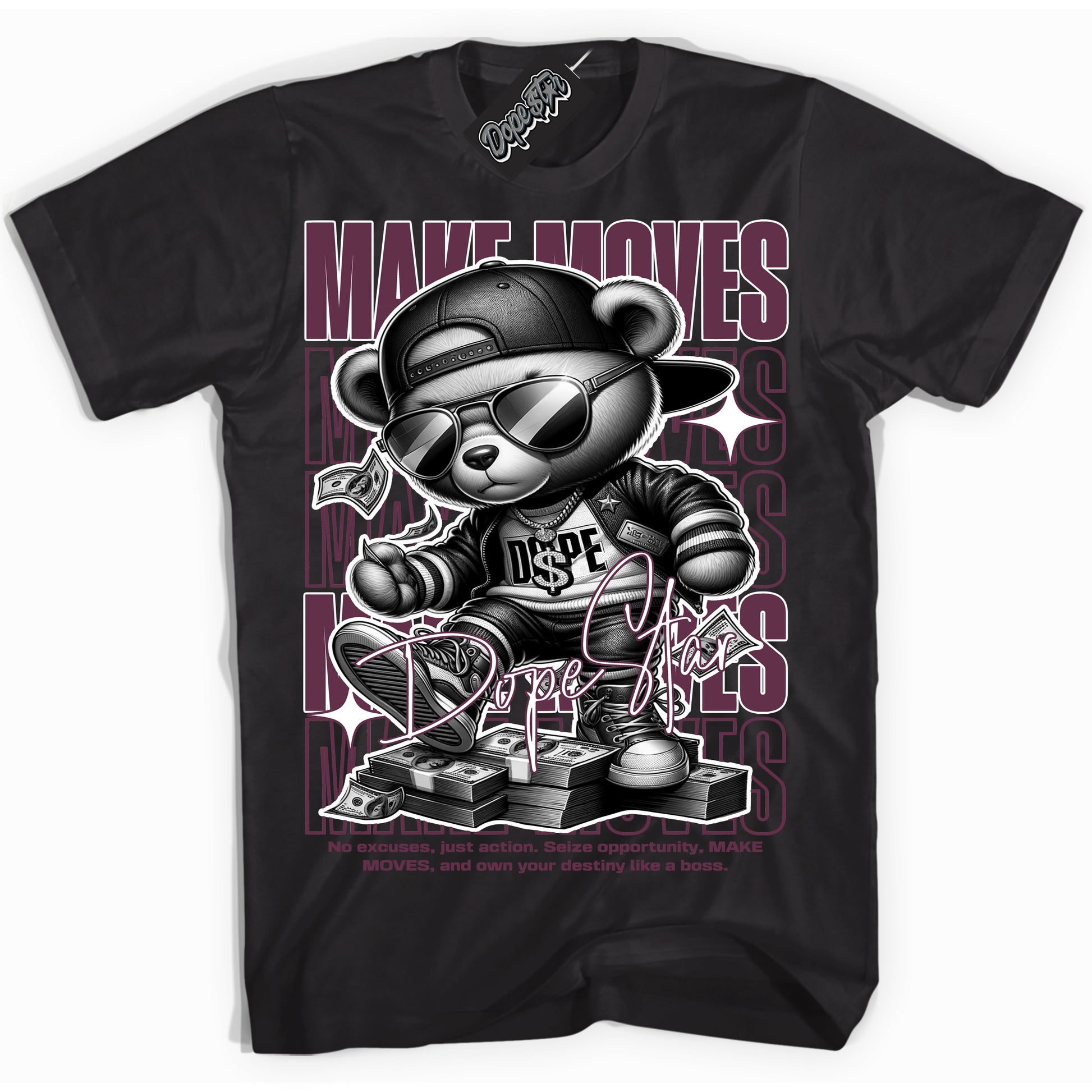 Cool Black Shirt with “ Make Moves” design that perfectly matches White Viotech Dunks.