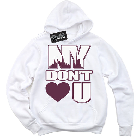 Cool White Hoodie with “ NY Don't Love You” design that Perfectly Matches White Viotech Dunks.