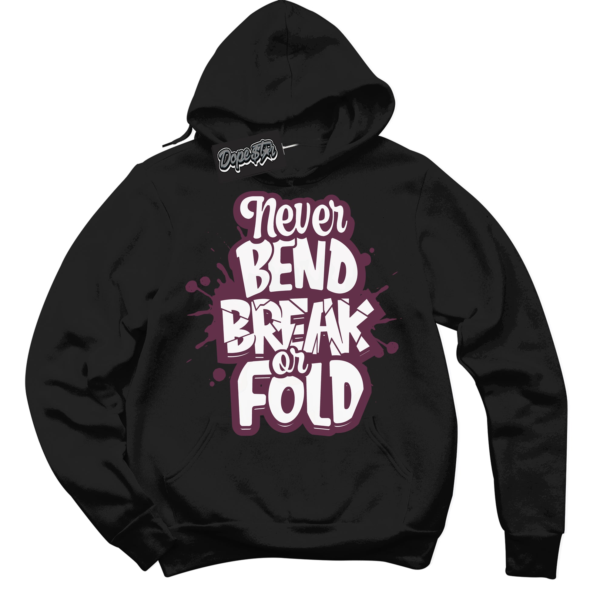 Cool Black Hoodie with “ Never Bend Break Or Fold” design that Perfectly Matches White Viotech Dunks.