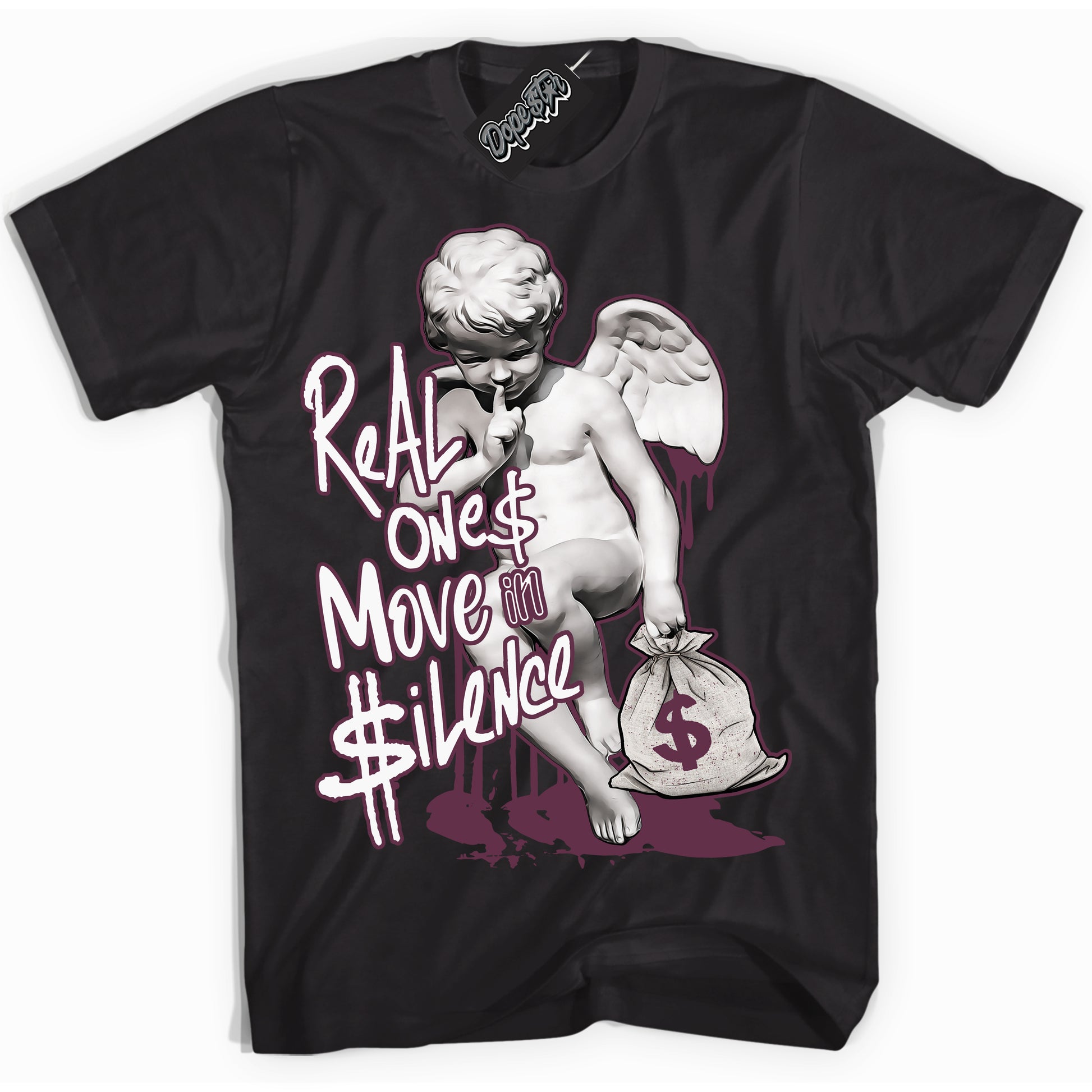 Cool Black Shirt with “ Real Ones Cherub” design that perfectly matches White Viotech Dunks.