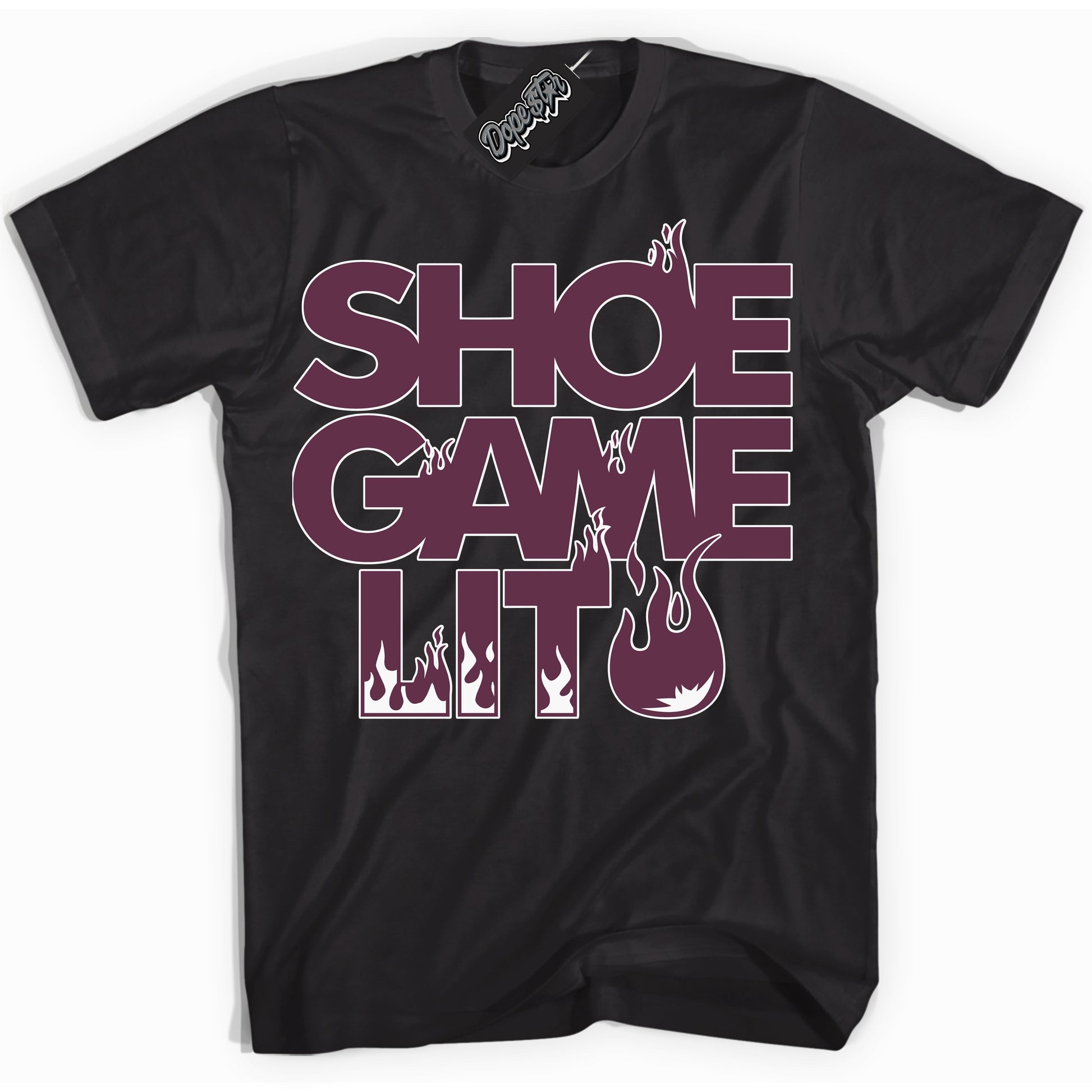 Cool Black Shirt with “ Shoe Game Lit” design that perfectly matches White Viotech Dunks.
