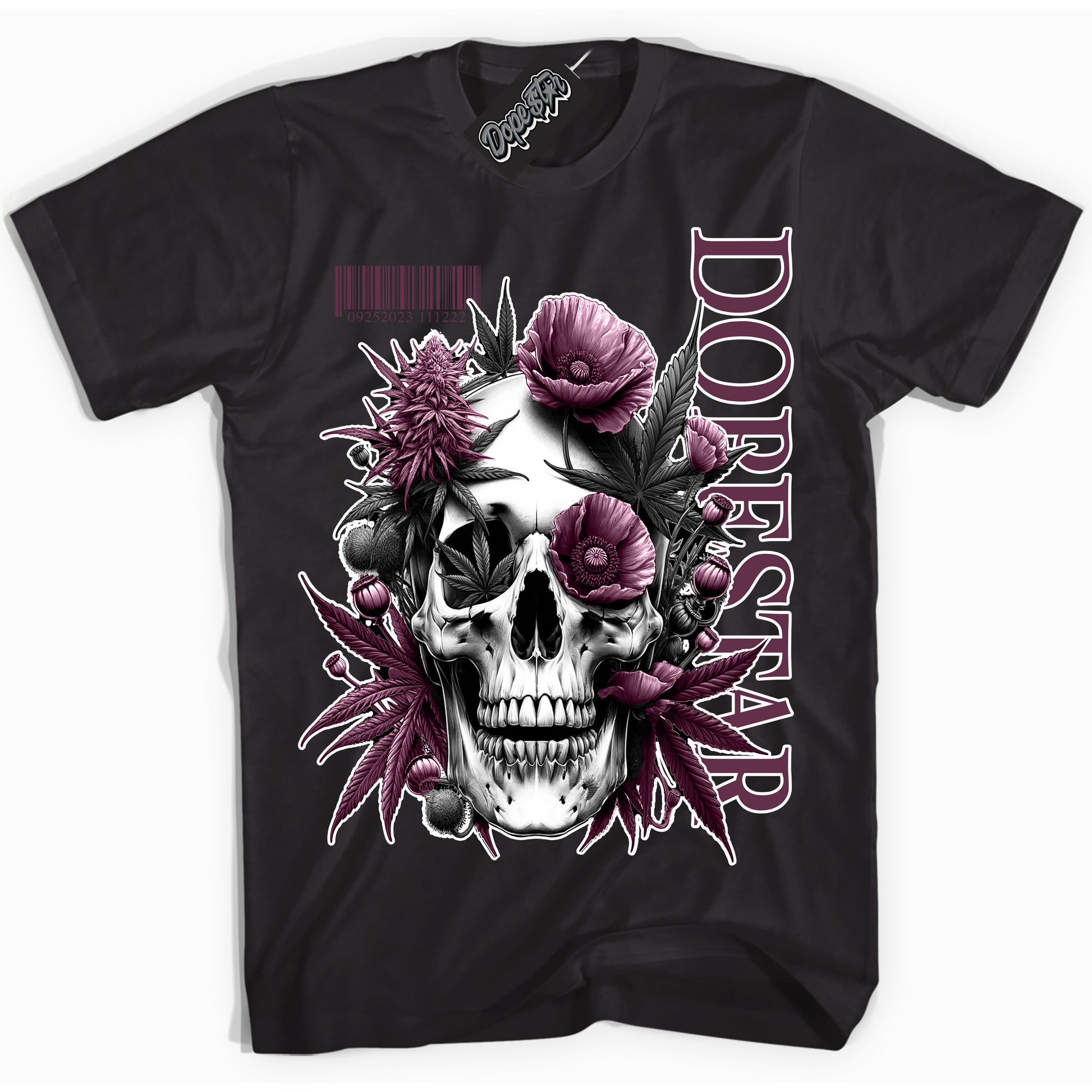 Cool Black Shirt with “ Skull Poppies” design that perfectly matches White Viotech Dunks.