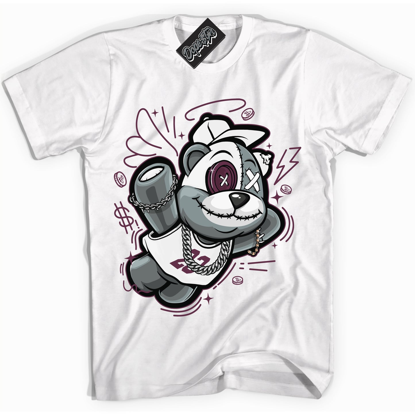 Cool White Shirt with  Slam Dunk Bear” design that perfectly matches White Viotech Dunks.