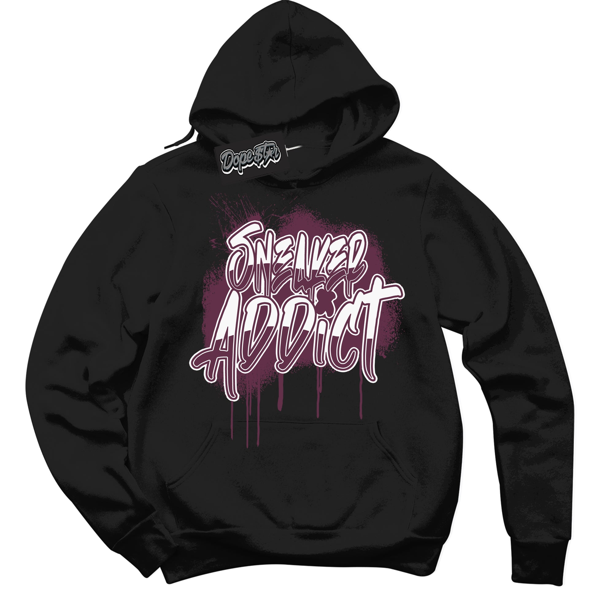Cool Black Hoodie with “ Sneaker Addict” design that Perfectly Matches White Viotech Dunks.