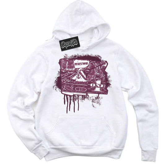 Cool White Hoodie with “ Trust No One Dollar” design that Perfectly Matches White Viotech Dunks.
