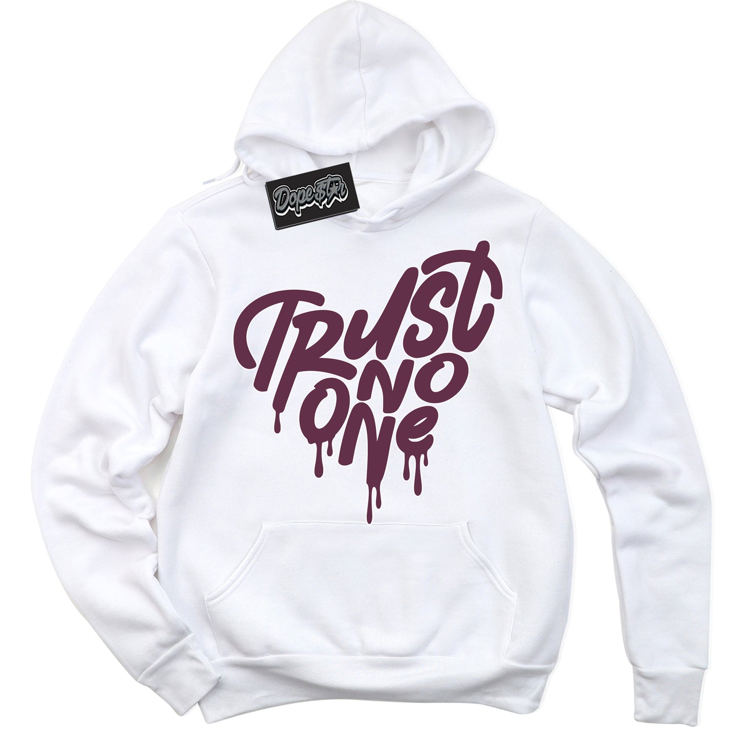 Cool White Hoodie with “ Trust No One Heart” design that Perfectly Matches White Viotech Dunks.
