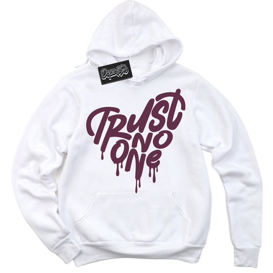 Cool White Hoodie with “ Trust No One Heart” design that Perfectly Matches White Viotech Dunks.