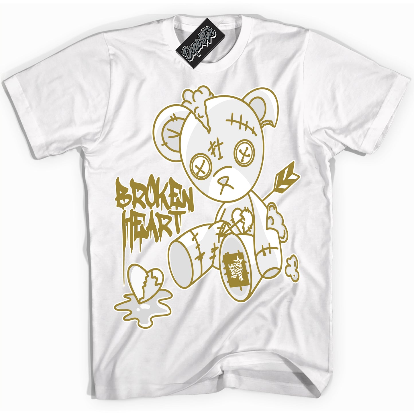 Cool White Shirt with “Broken Heart Bear” design that perfectly matches Pacific Moss Dunks.