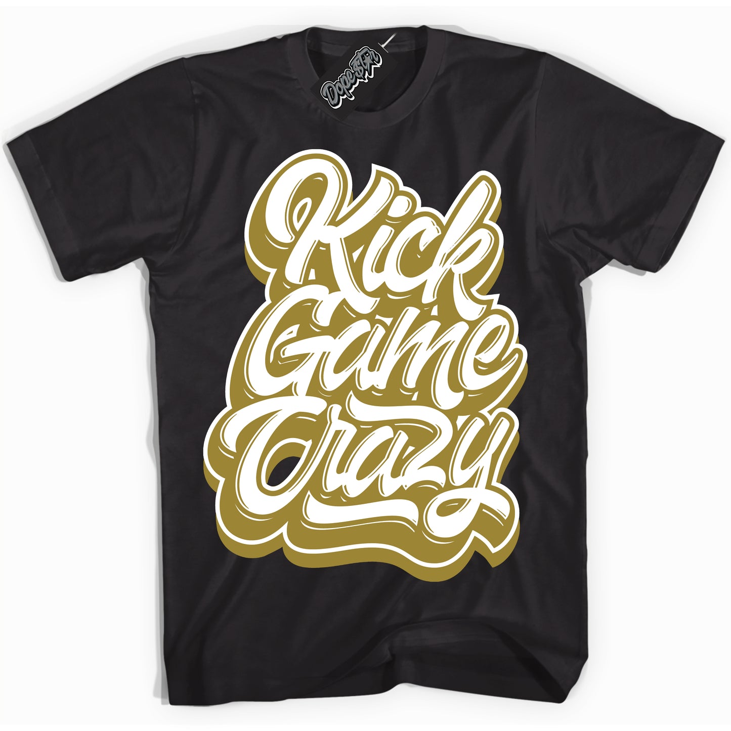 Cool Black Shirt with “Kick Game Crazy” design that perfectly matches Pacific Moss Dunks.