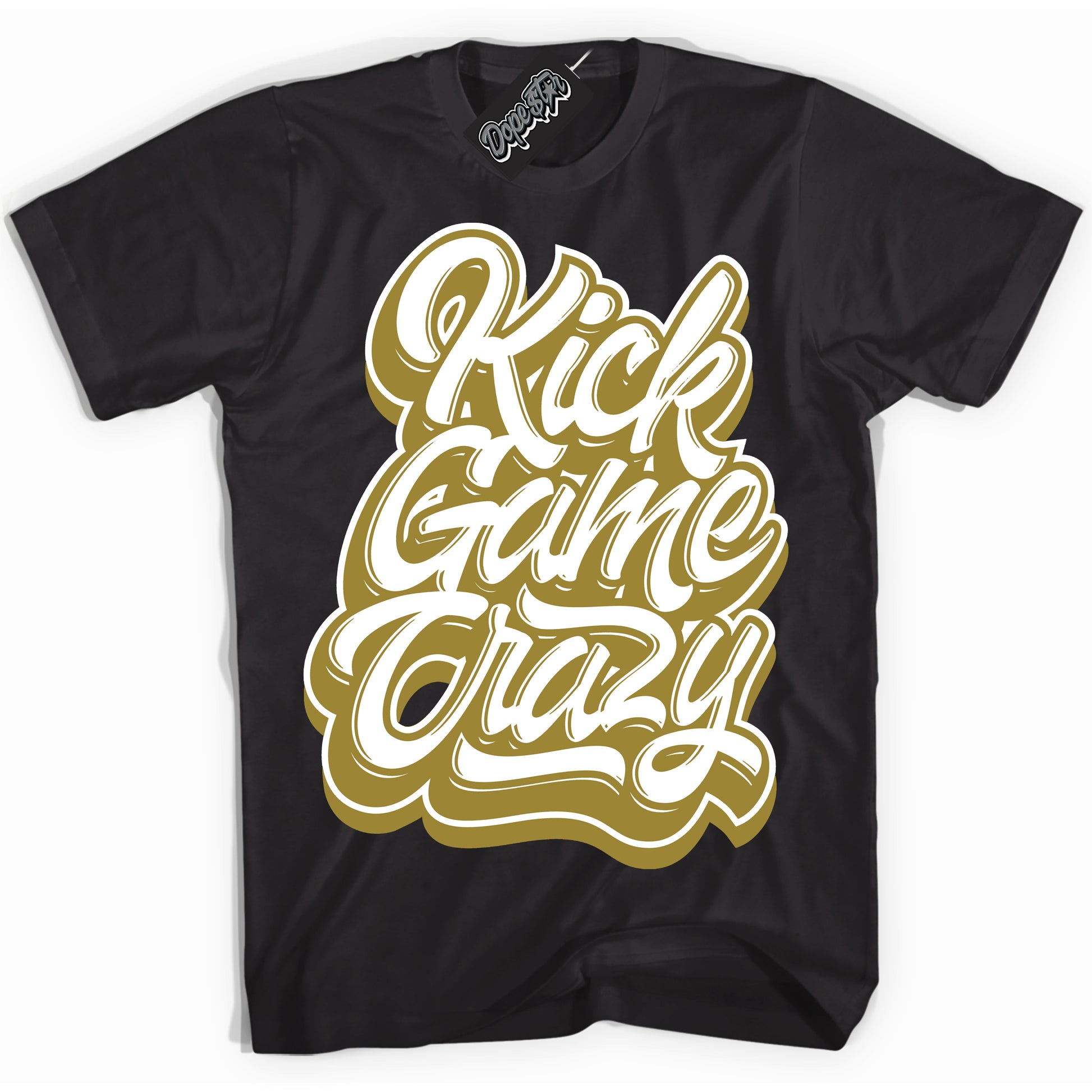 Cool Black Shirt with “Kick Game Crazy” design that perfectly matches Pacific Moss Dunks.