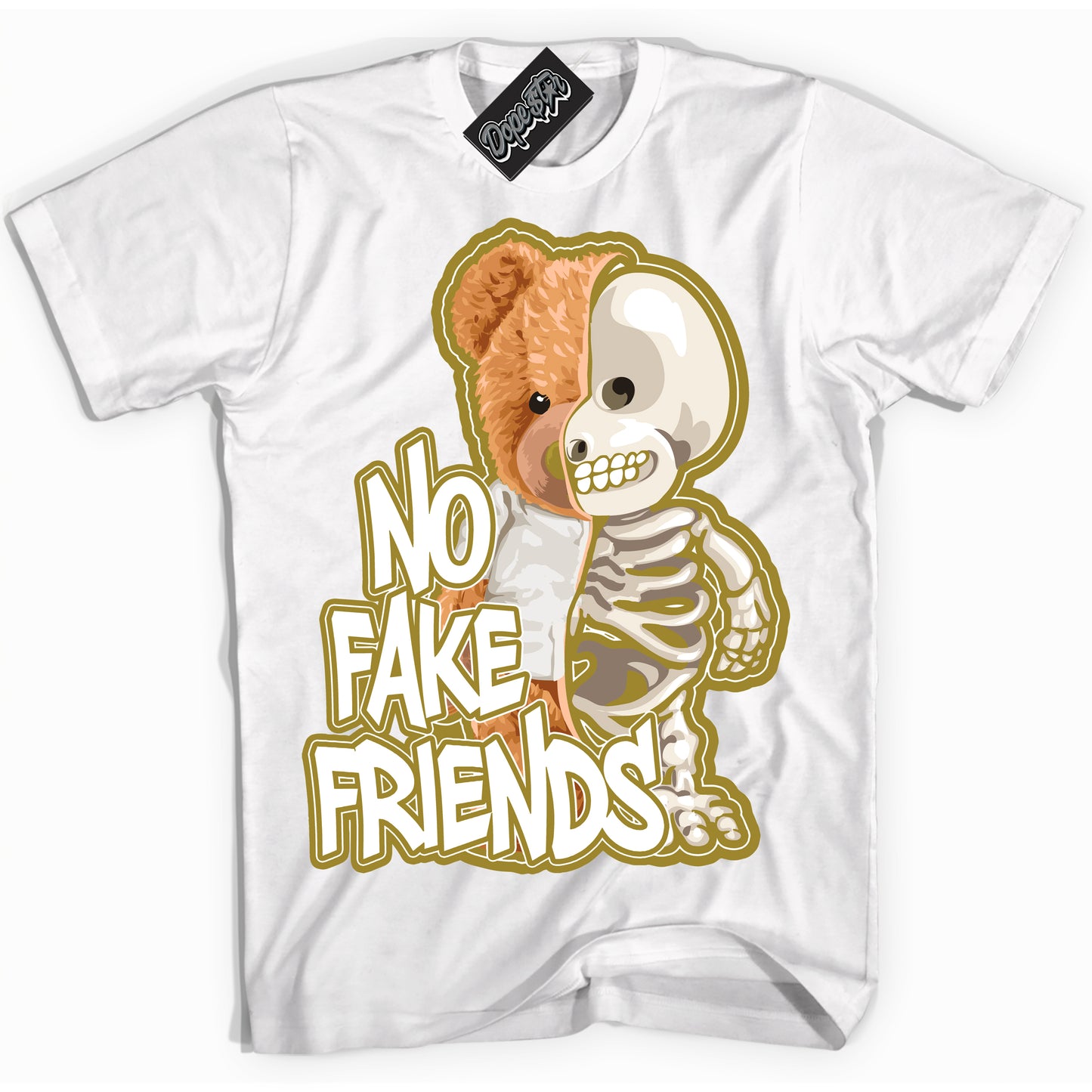 Cool White Shirt with “No Fake Friends” design that perfectly matches Pacific Moss Dunks.