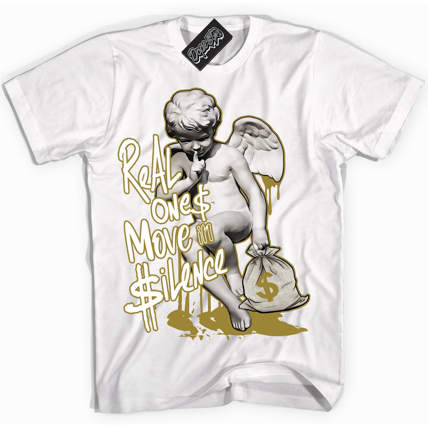 Cool White Shirt with “Real Ones Cherub” design that perfectly matches Pacific Moss Dunks.