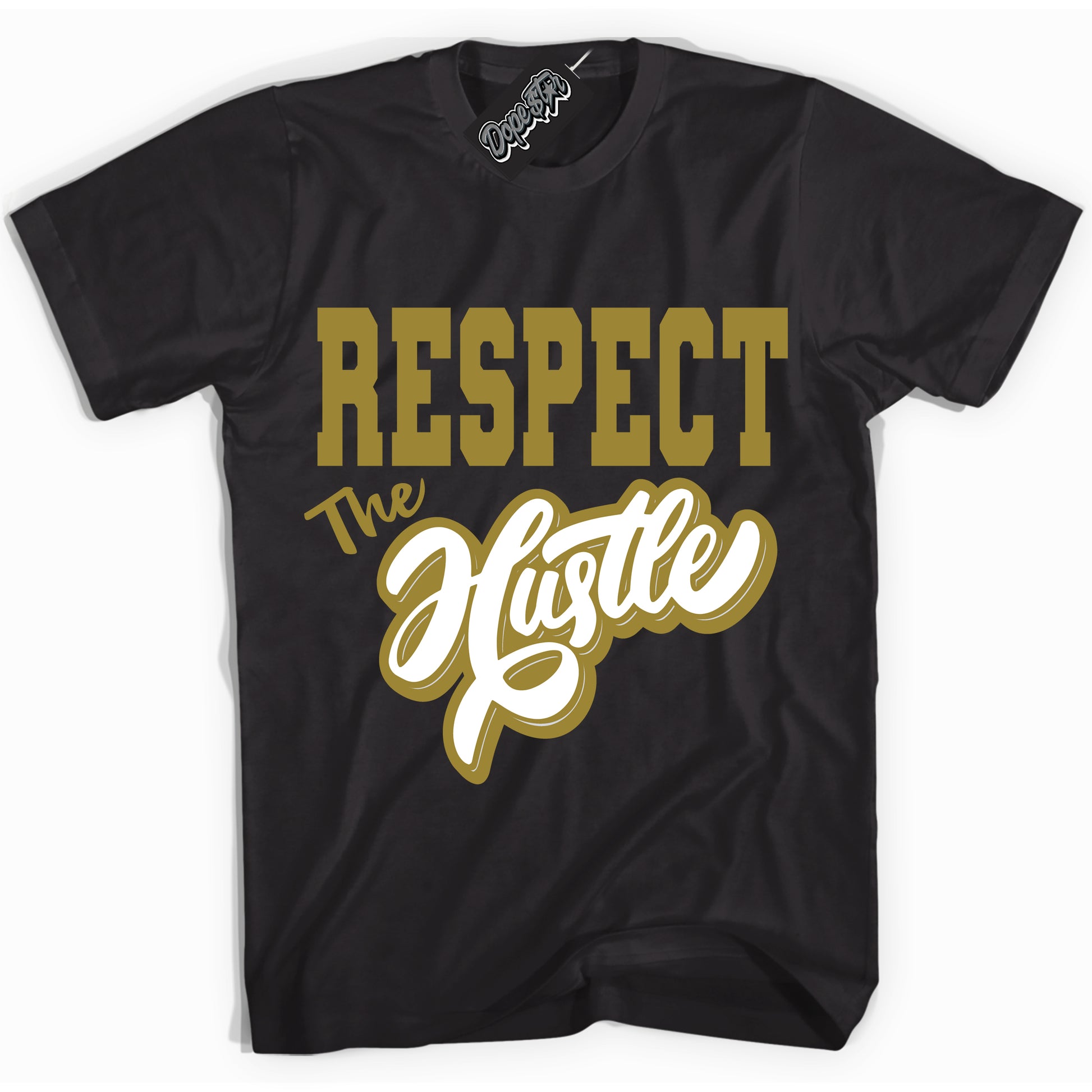 Cool Black Shirt with “Respect The Hustle” design that perfectly matches Pacific Moss Dunks.