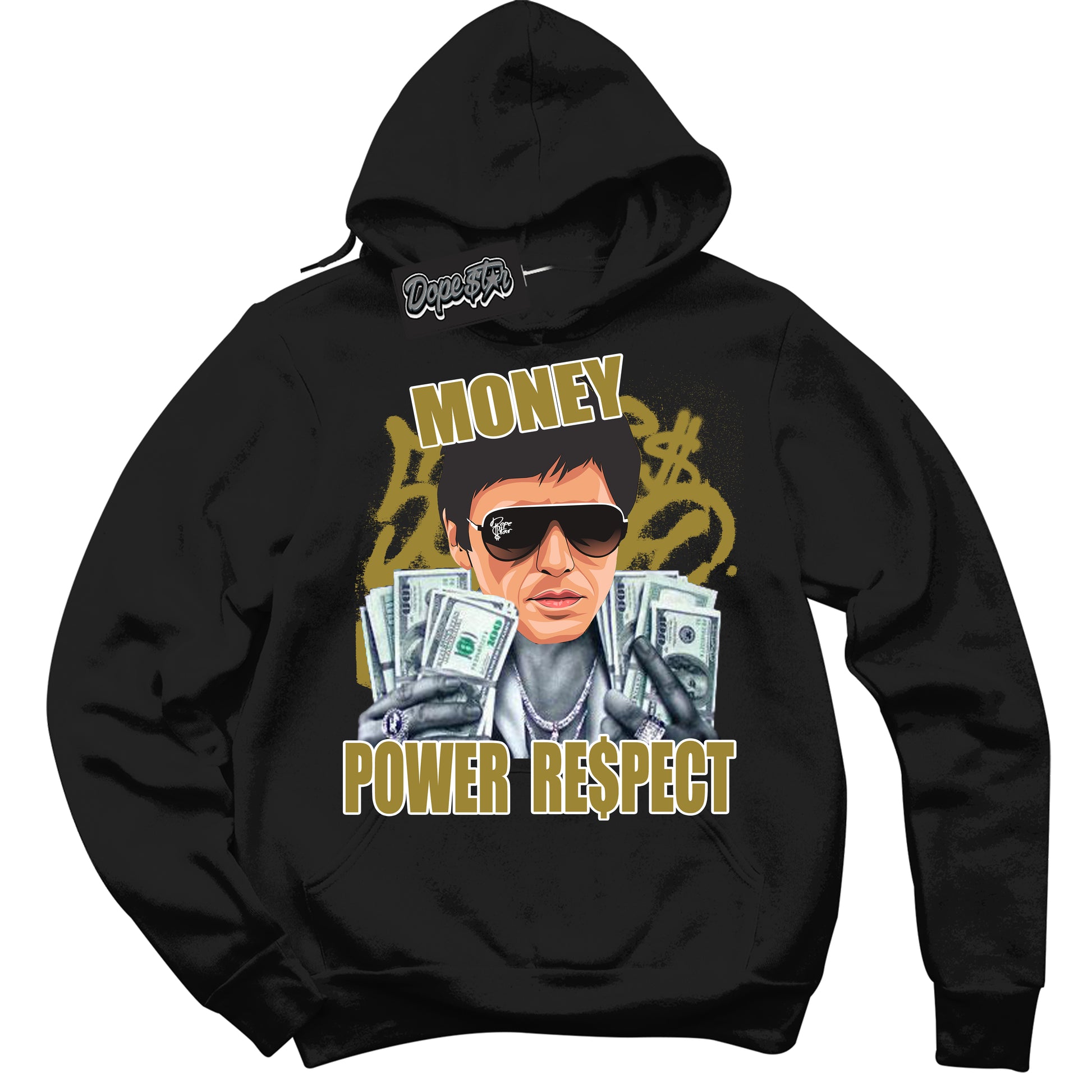 Cool Black Hoodie with “Tony Montana” design that Perfectly Matches Pacific Moss Dunks.