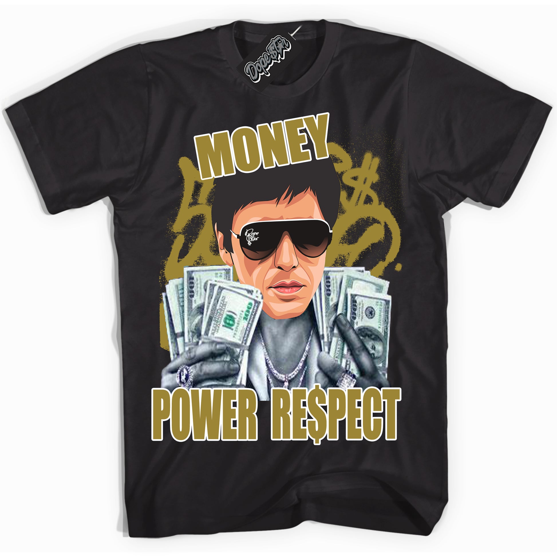 Cool Black Shirt with “Tony Montana” design that perfectly matches Pacific Moss Dunks.