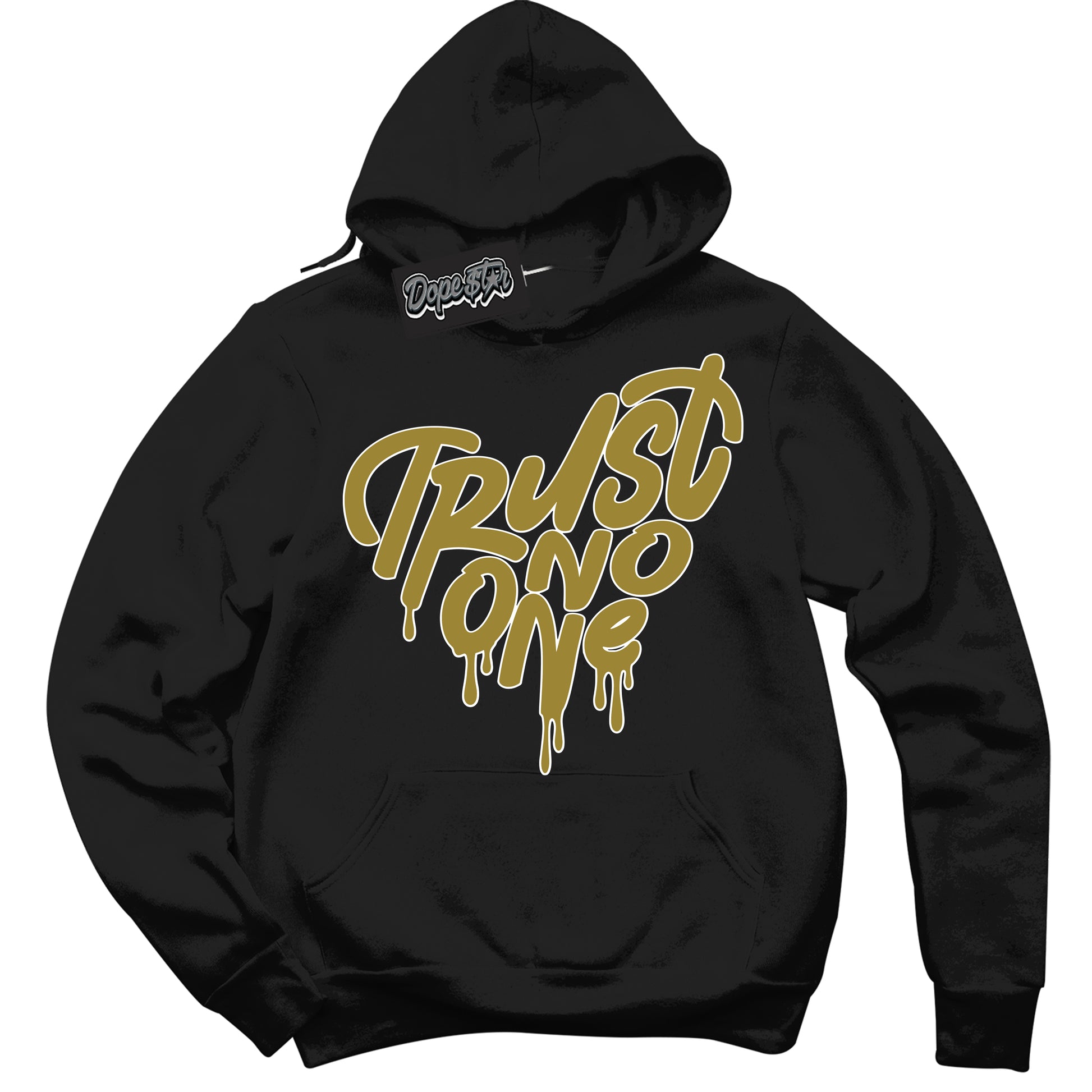 Cool Black Hoodie with “Trust No One Heart” design that Perfectly Matches Pacific Moss Dunks.