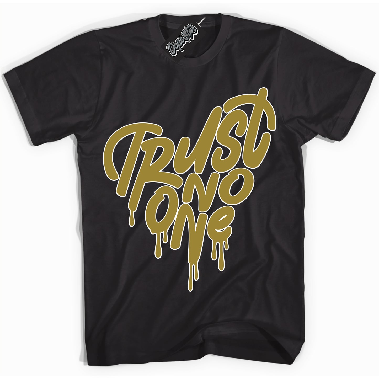 Cool Black Shirt with “Trust No One Heart” design that perfectly matches Pacific Moss Dunks.