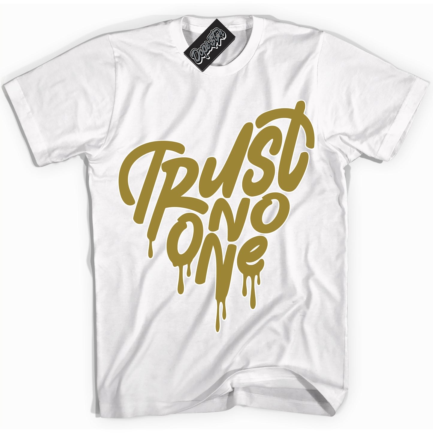 Cool White Shirt with “Trust No One Heart” design that perfectly matches Pacific Moss Dunks.