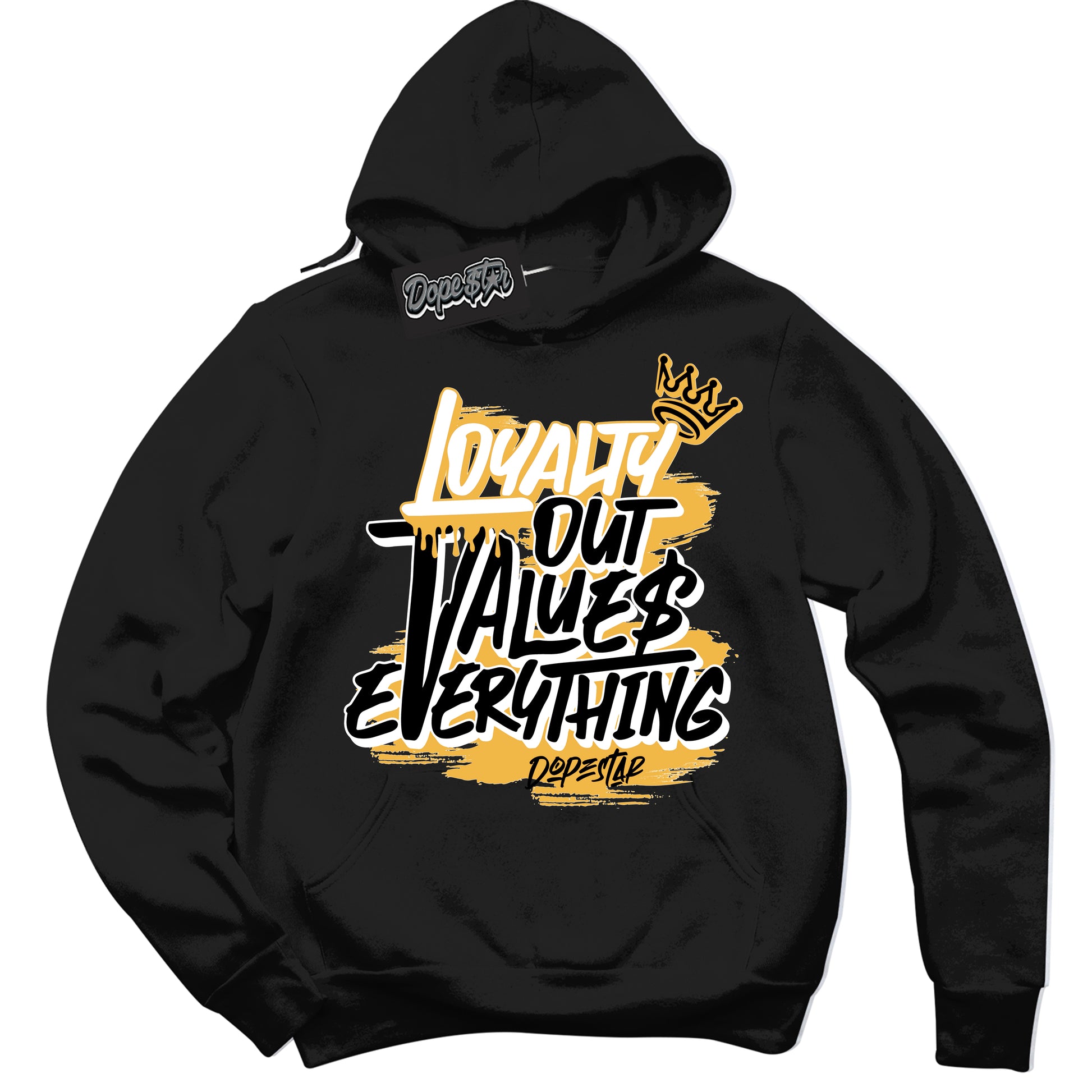 Cool Black Hoodie with “Loyalty Out Values Everything” design that Perfectly Matches Wu Tang Dunk.
