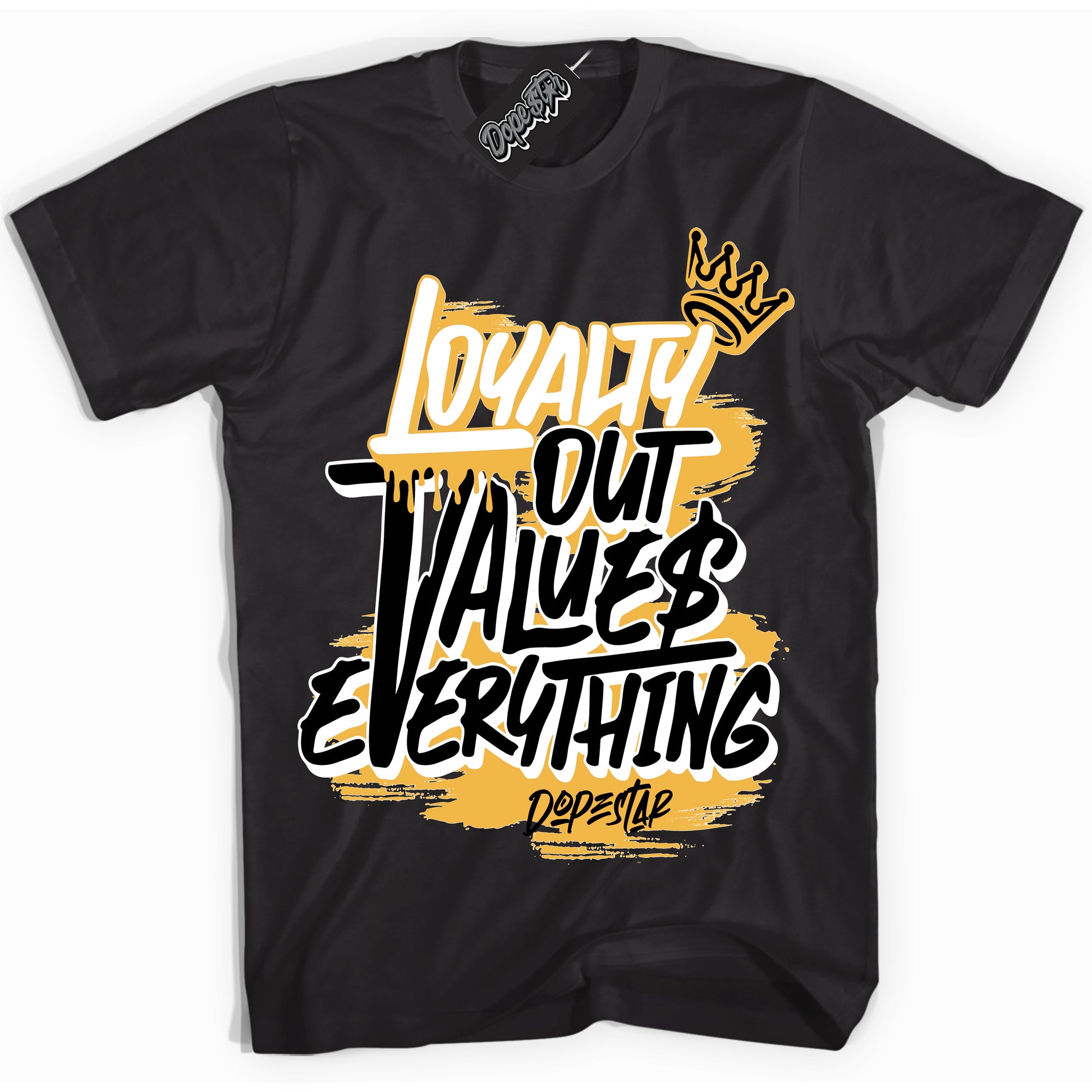 Cool Black Shirt with “Loyalty Out Values Everything” design that perfectly matches Wu Tang Dunk.