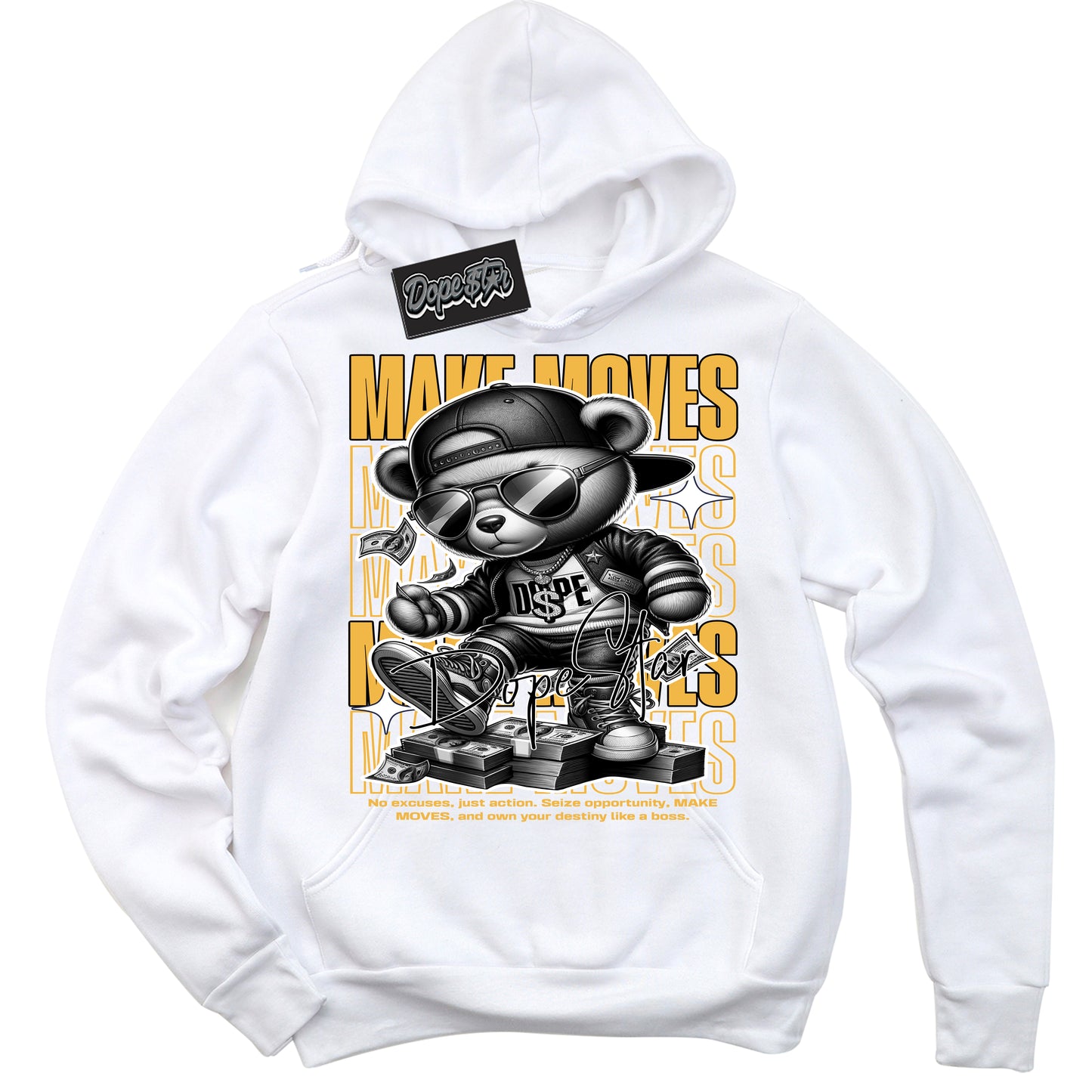 Cool White Hoodie with “Make Moves” design that Perfectly Matches Wu Tang Dunk.
