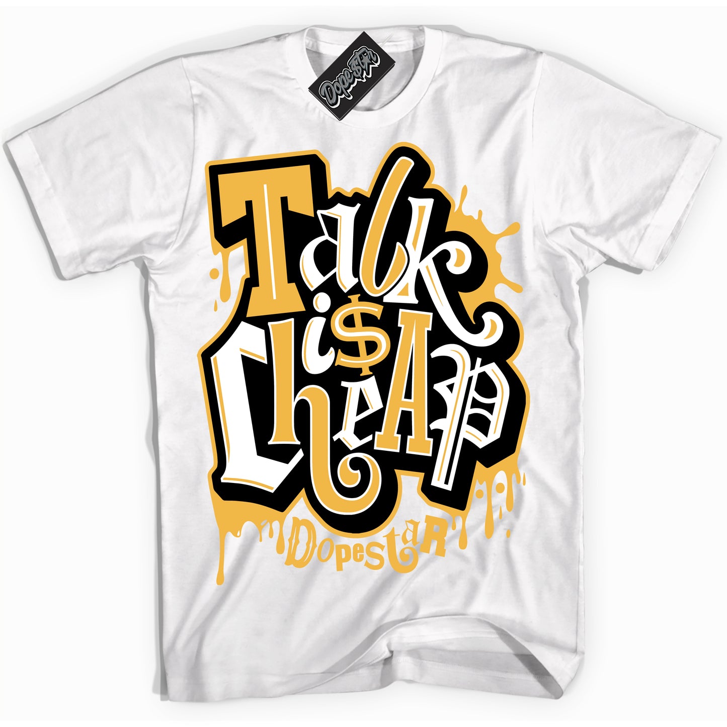 Cool White Shirt with “Talk Is Cheap” design that perfectly matches Wu Tang Dunk.
