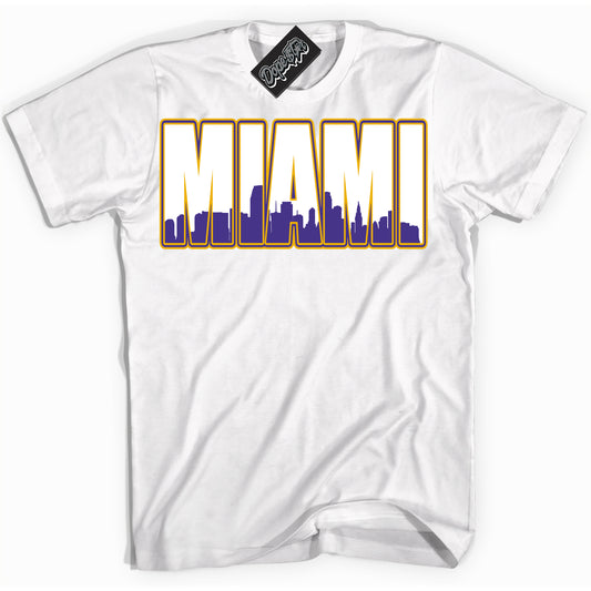 Cool White Shirt with “Miami” design that perfectly matches the Air Force 1 QS Kobe Lakers Home Sneakers.
