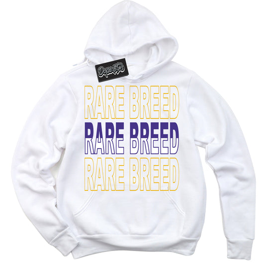 Cool White Hoodie with “Rare Breed” design that Perfectly Matches Air Force 1 QS Kobe Lakers Home Sneakers.
