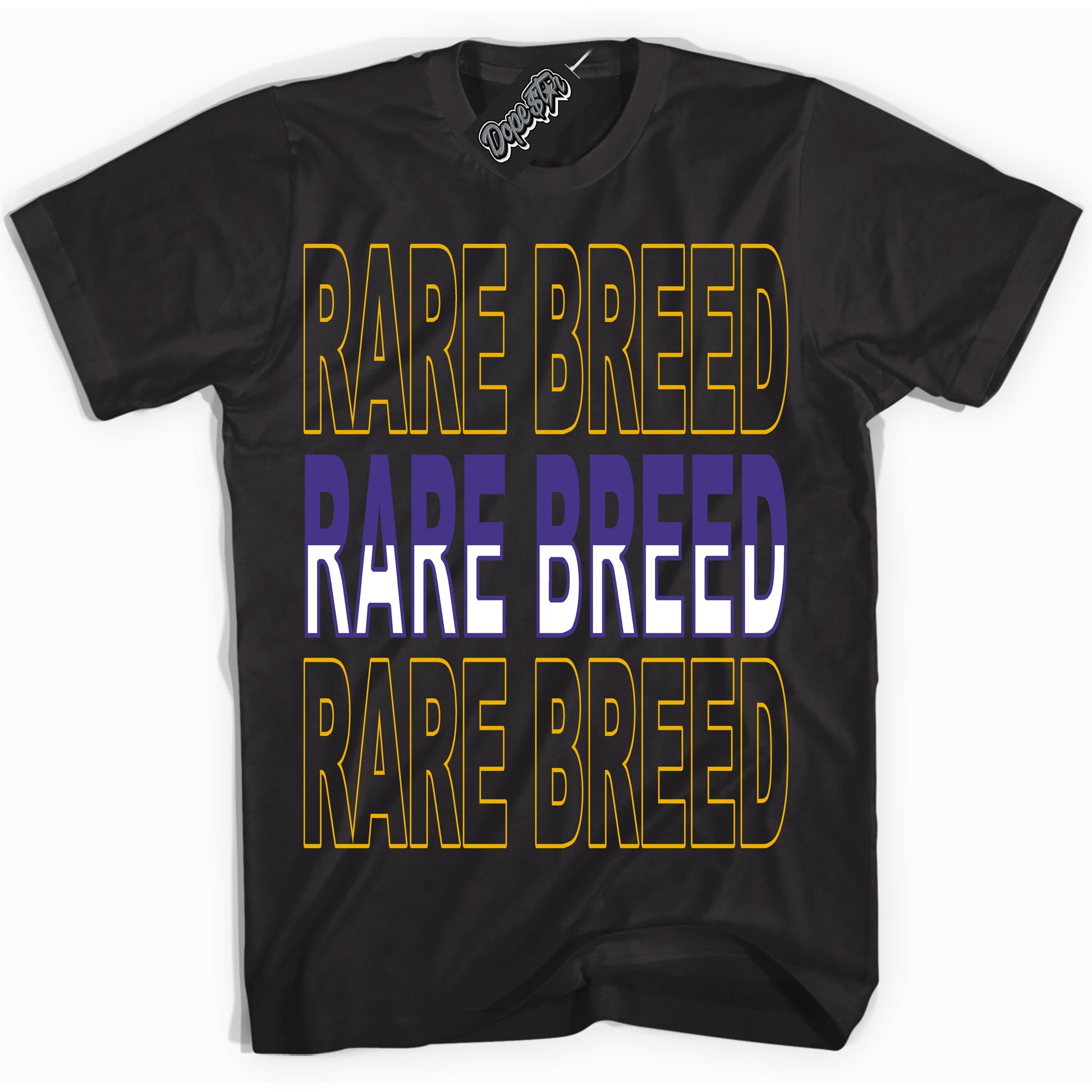 Cool Black Shirt with “Rare Breed” design that perfectly matches the Air Force 1 QS Kobe Lakers Home Sneakers.
