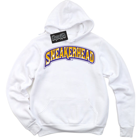 Cool White Hoodie with “Sneakerhead” design that Perfectly Matches Air Force 1 QS Kobe Lakers Home Sneakers.
