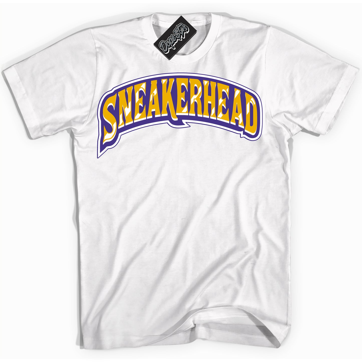 Cool White Shirt with “Sneakerhead” design that perfectly matches the Air Force 1 QS Kobe Lakers Home Sneakers.

