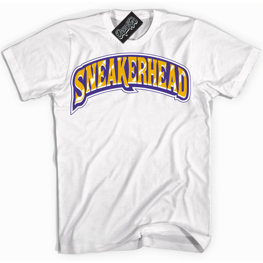 Cool White Shirt with “Sneakerhead” design that perfectly matches the Air Force 1 QS Kobe Lakers Home Sneakers.

