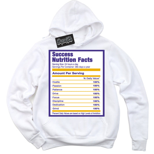 Cool White Hoodie with “Success Nutrition” design that Perfectly Matches Air Force 1 QS Kobe Lakers Home Sneakers.
