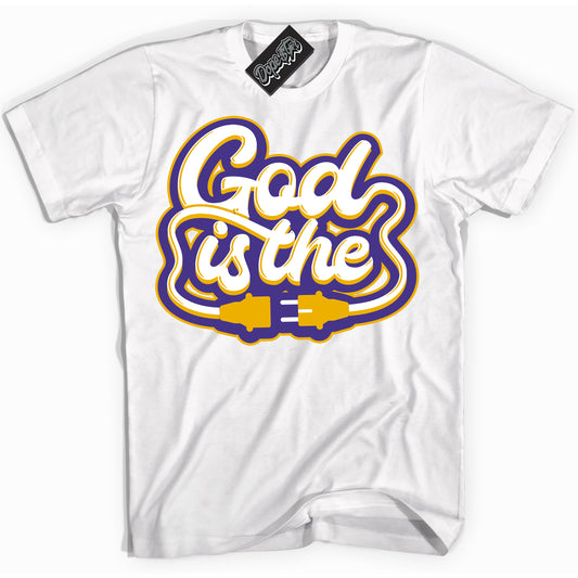 Cool White Shirt with “God Is The” design that perfectly matches the Kobe 8 Protro Lakers Home Sneakers.