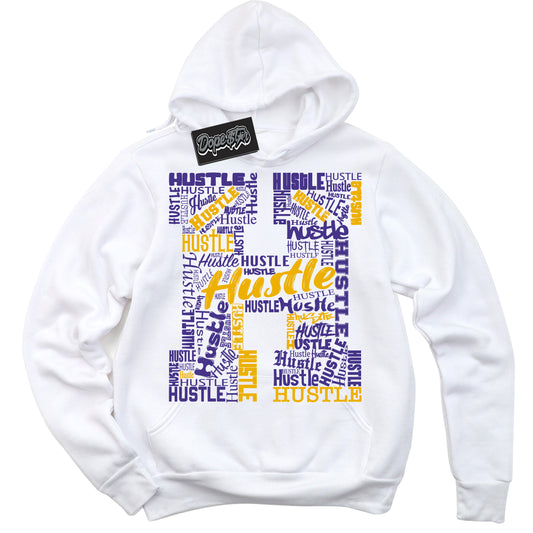 Cool White Hoodie with “Hustle H” design that Perfectly Matches Kobe 8 Protro Lakers Home Sneakers.