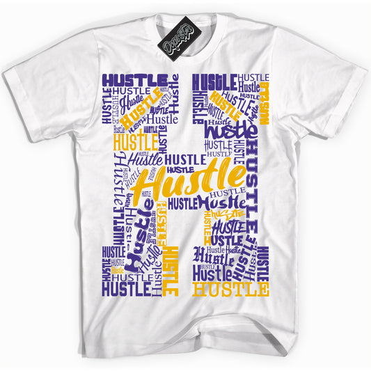 Cool White Shirt with “Hustle H” design that perfectly matches the Kobe 8 Protro Lakers Home Sneakers.