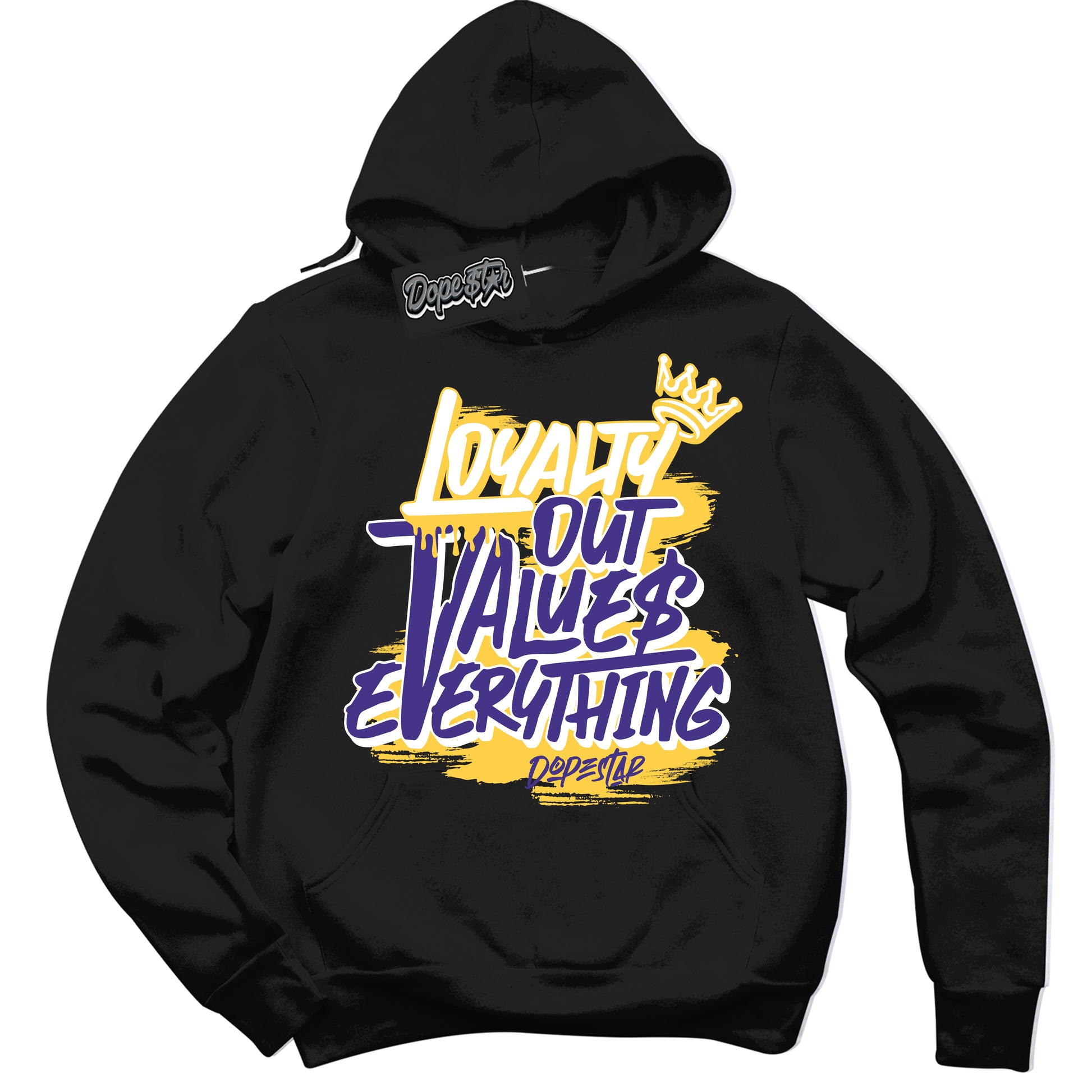 Cool Black Hoodie with “Loyalty Out Values Everything” design that Perfectly Matches Kobe 8 Protro Lakers Home Sneakers.