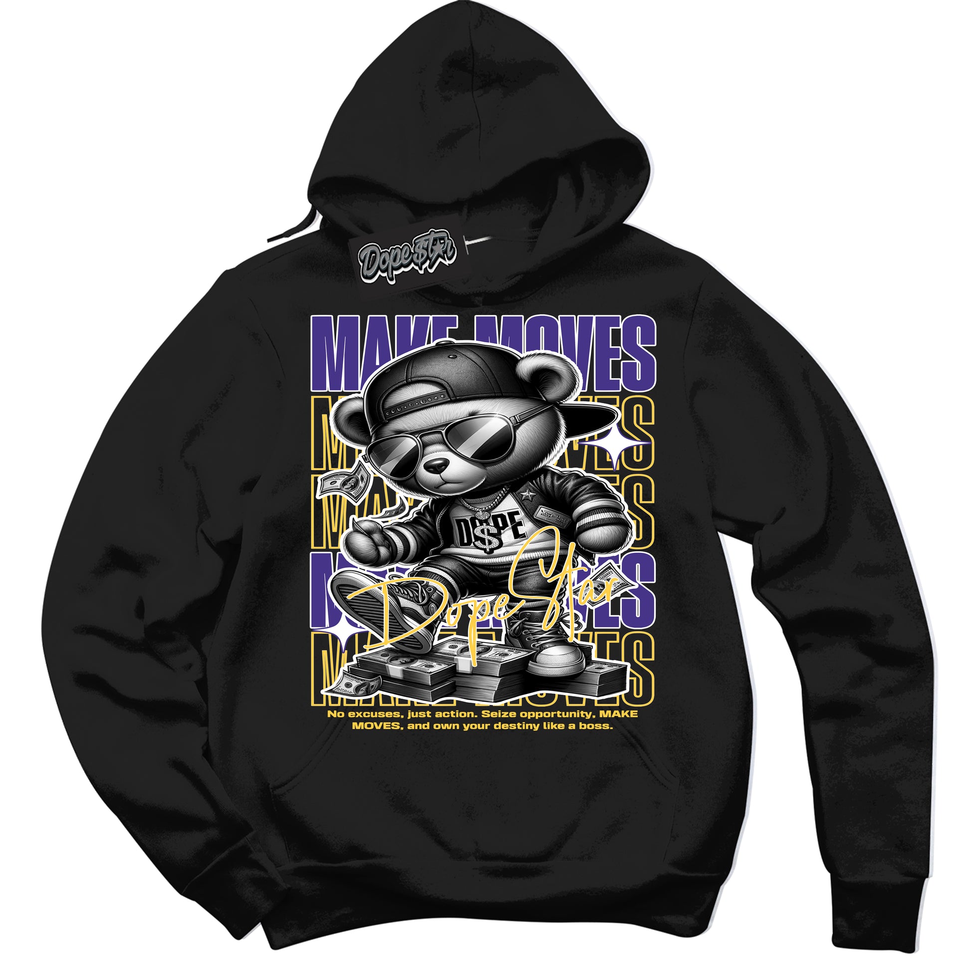 Cool Black Hoodie with “Make Moves” design that Perfectly Matches Kobe 8 Protro Lakers Home Sneakers.