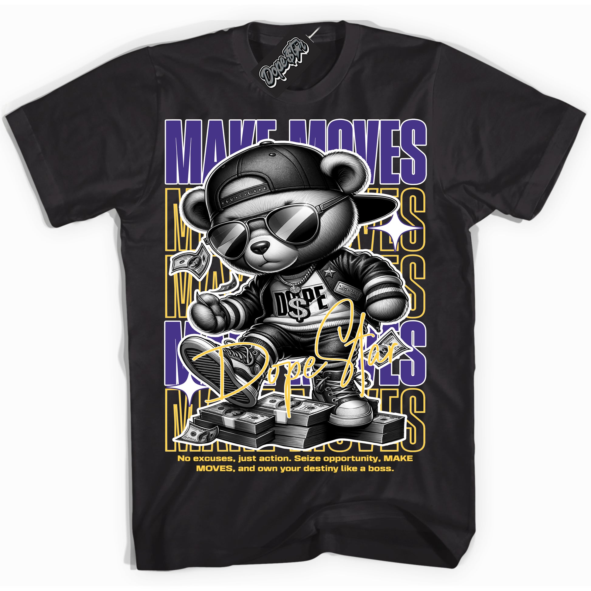 Cool Black Shirt with “Make Moves” design that perfectly matches the Kobe 8 Protro Lakers Home Sneakers.