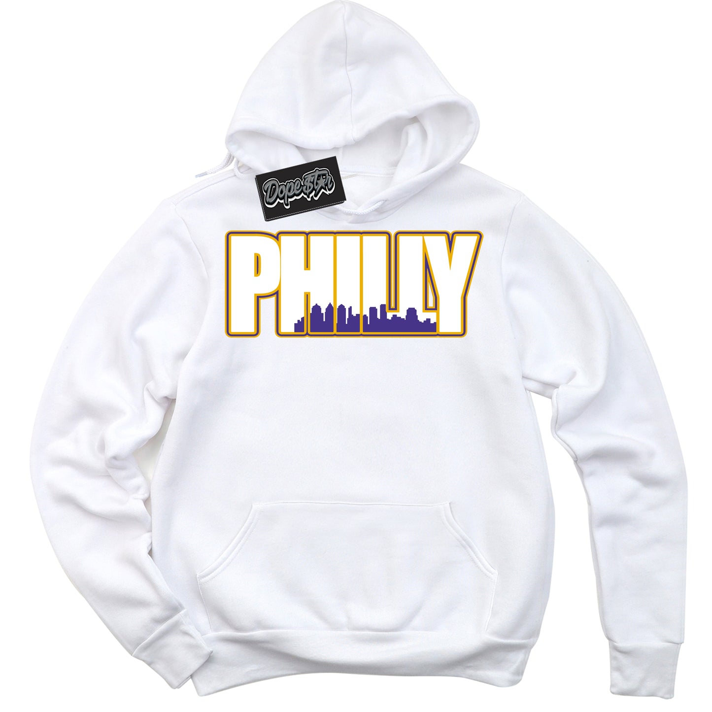 Cool White Hoodie with “Philly” design that Perfectly Matches Kobe 8 Protro Lakers Home Sneakers.